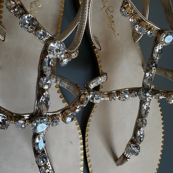 BNIB Lilly Pulitzer gold metallic Abby sandals size 9 - Picture 3 of 8